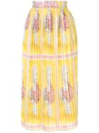 Tata Naka Pleated Printed Skirt - Yellow
