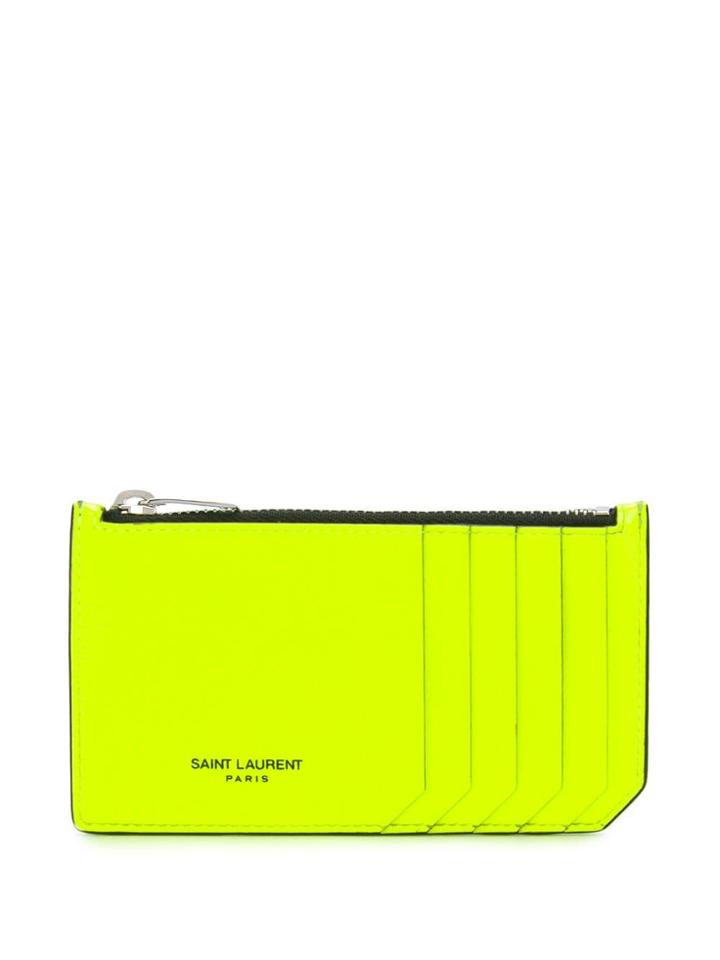 Saint Laurent Logo Print Card Holder - Yellow