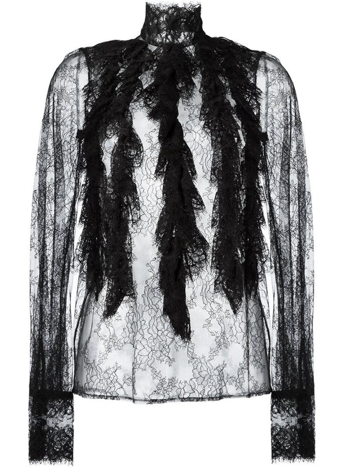 Plein Sud 'plastron' Blouse, Women's, Size: 38, Black, Silk/cotton/nylon/rayon