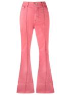 Amapô High Waist Flared Trousers, Women's, Size: 44, Pink/purple, Cotton/elastodiene