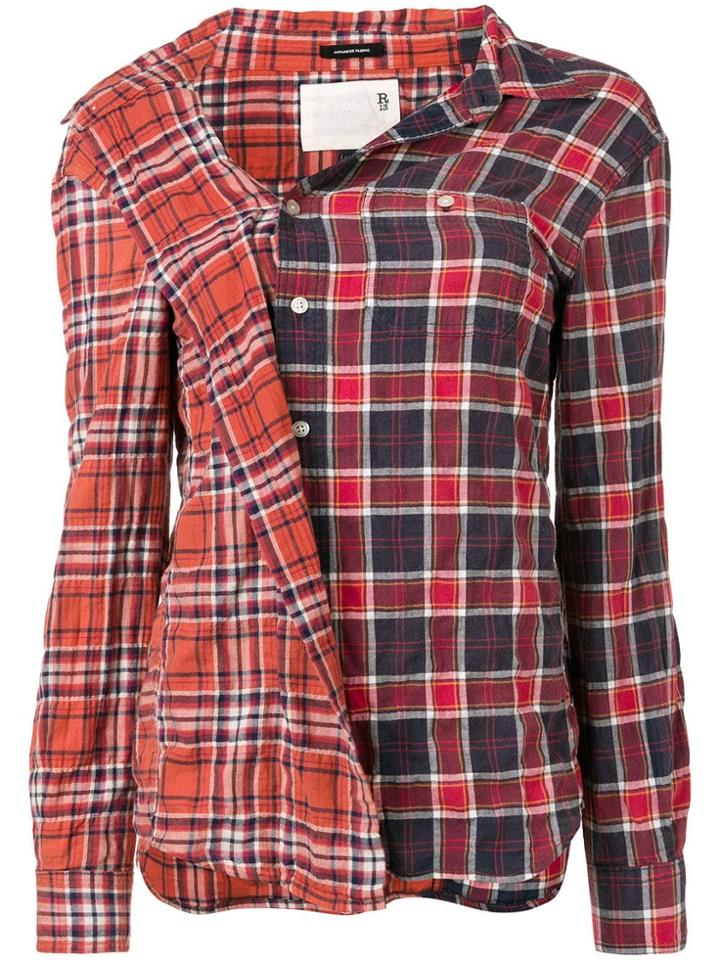 R13 Checked Button Shirt - Orange