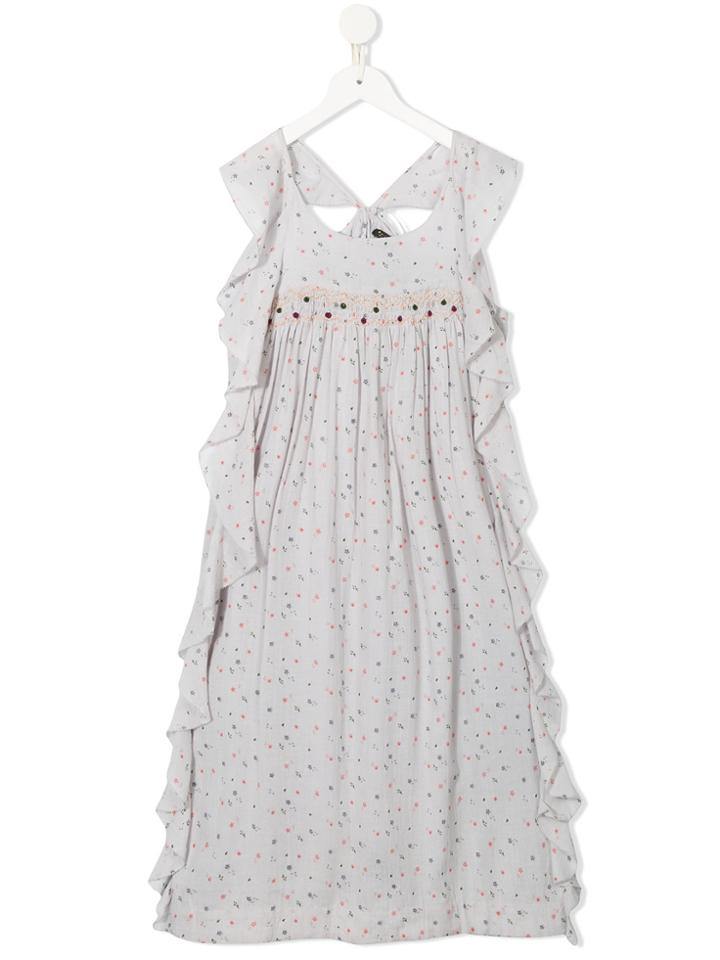 Velveteen Amber Back Frill Dress - Grey