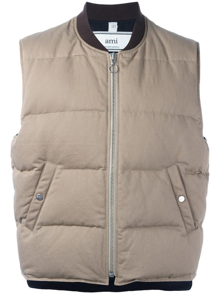 Ami Alexandre Mattiussi Sleeveless Down Jacket, Size: Large, Nude/neutrals, Polyamide/cotton/feather Down