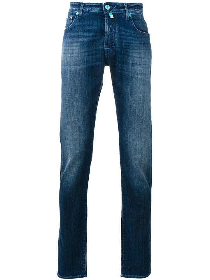 Jacob Cohen Contrast Stitch Jeans, Men's, Size: 40, Blue, Cotton/spandex/elastane