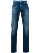 Jacob Cohen Contrast Stitch Jeans, Men's, Size: 40, Blue, Cotton/spandex/elastane