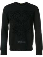 Versace Jeans Crew Neck Logo Printed Sweater - Black