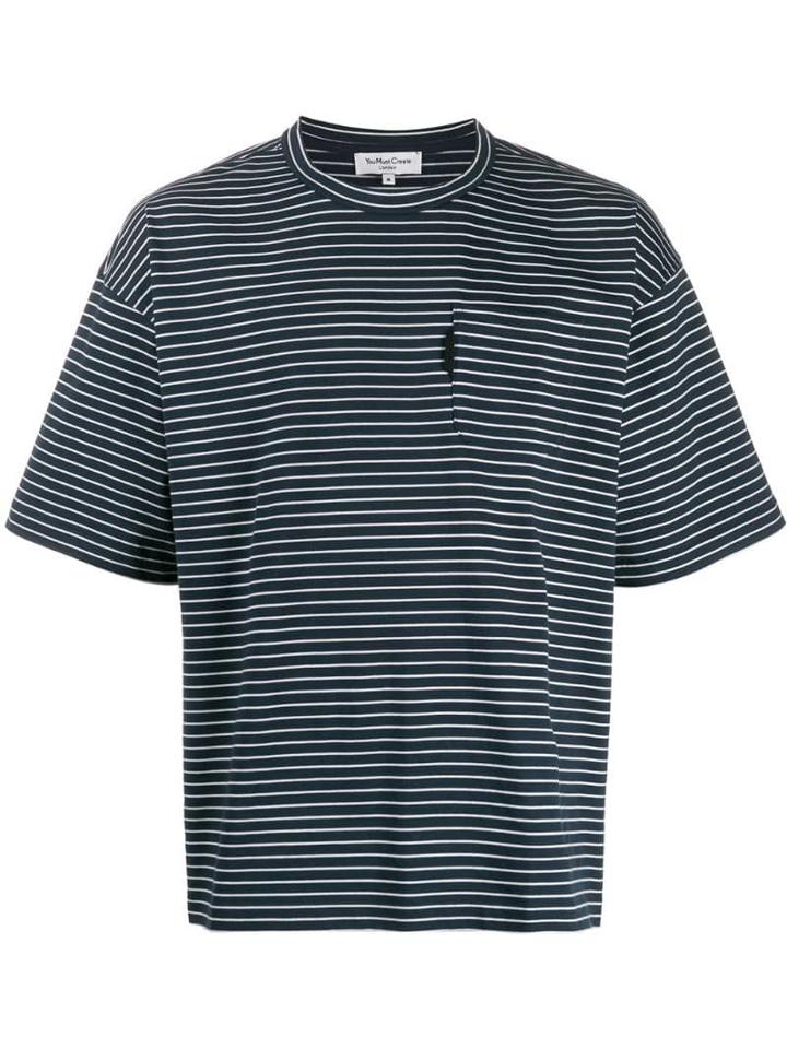 Ymc Striped Cotton T-shirt - Blue