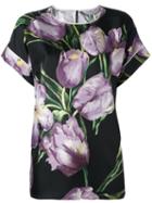 Dolce & Gabbana Tulip Print Blouse, Women's, Size: 42, Black, Silk