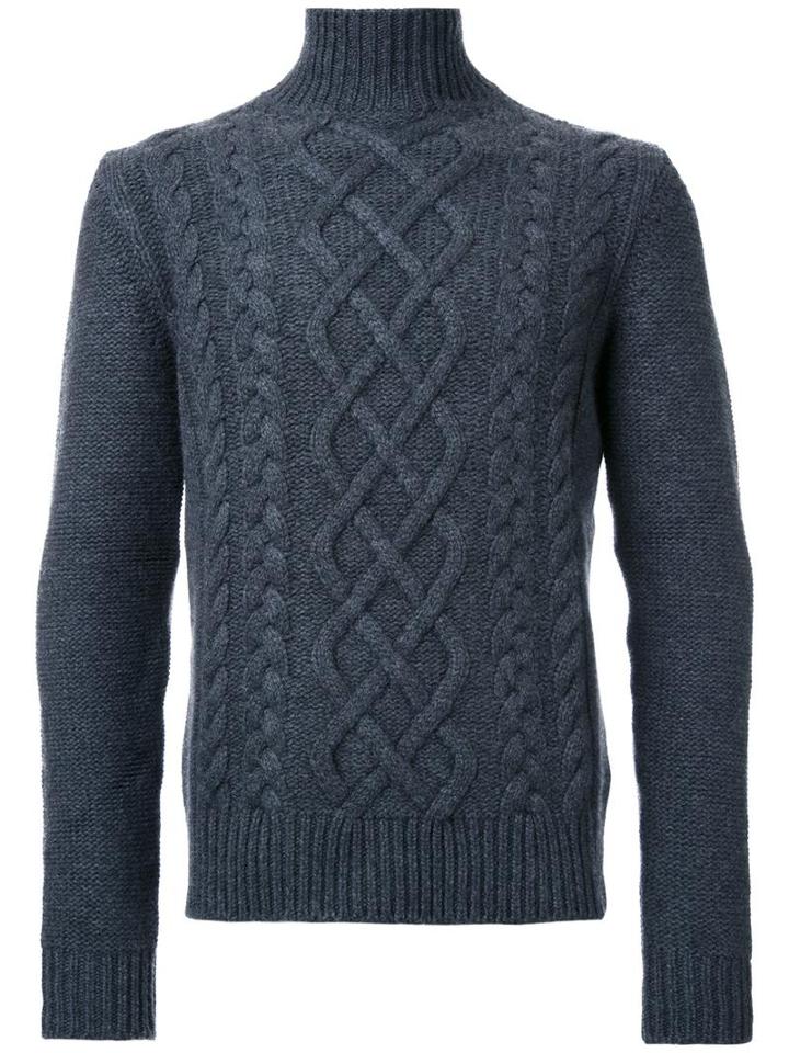 Kent & Curwen Chunky Cable Knit Jumper, Men's, Size: Xxl, Grey, Virgin Wool