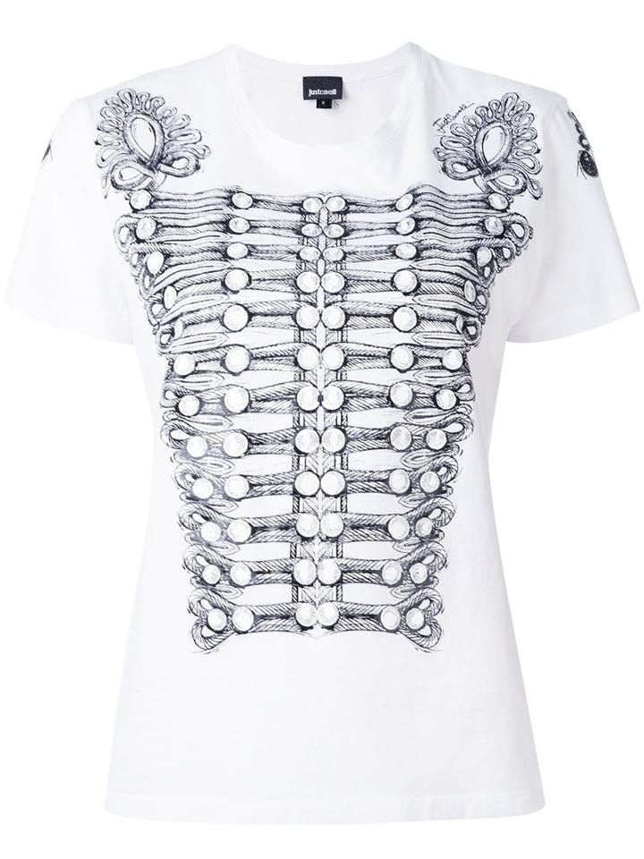 Printed T-shirt - Women - Cotton - L, White, Cotton, Just Cavalli