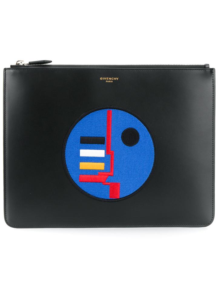 Givenchy Appliqué Embroidered Clutch - Black
