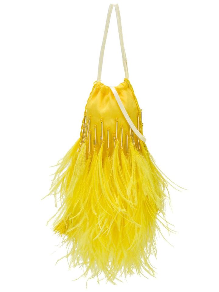 Attico Feather Embellished Mini Bag - Yellow
