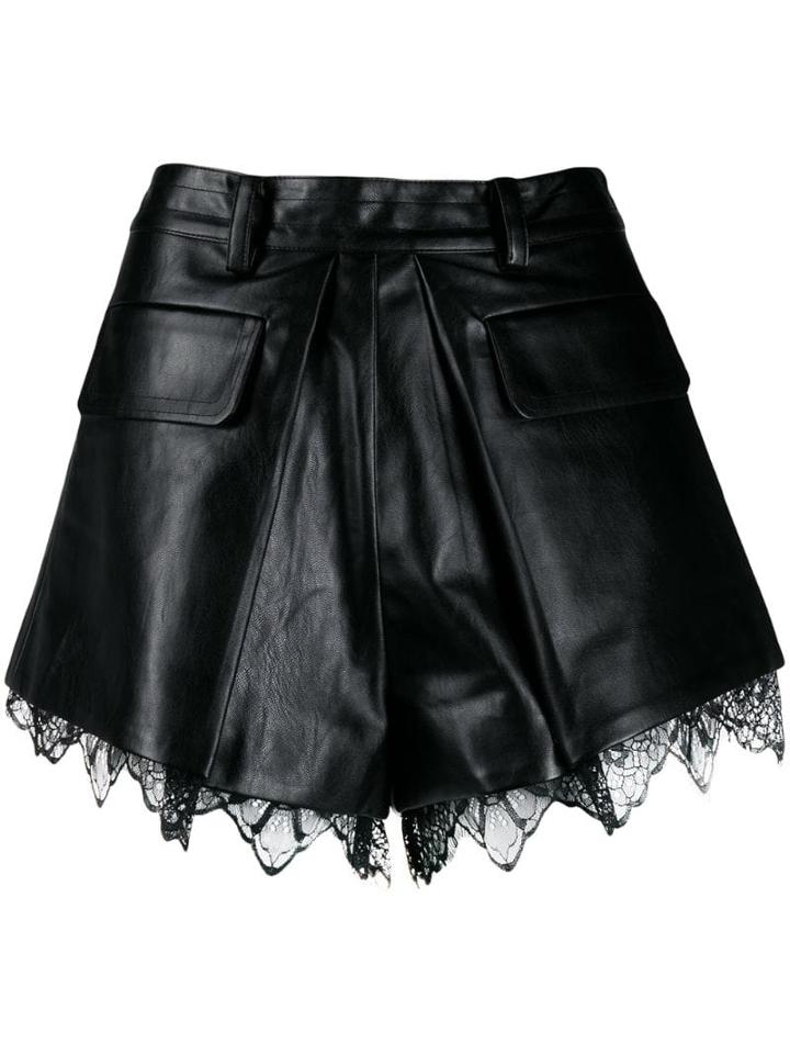 Self-portrait Pleated Shorts - Black