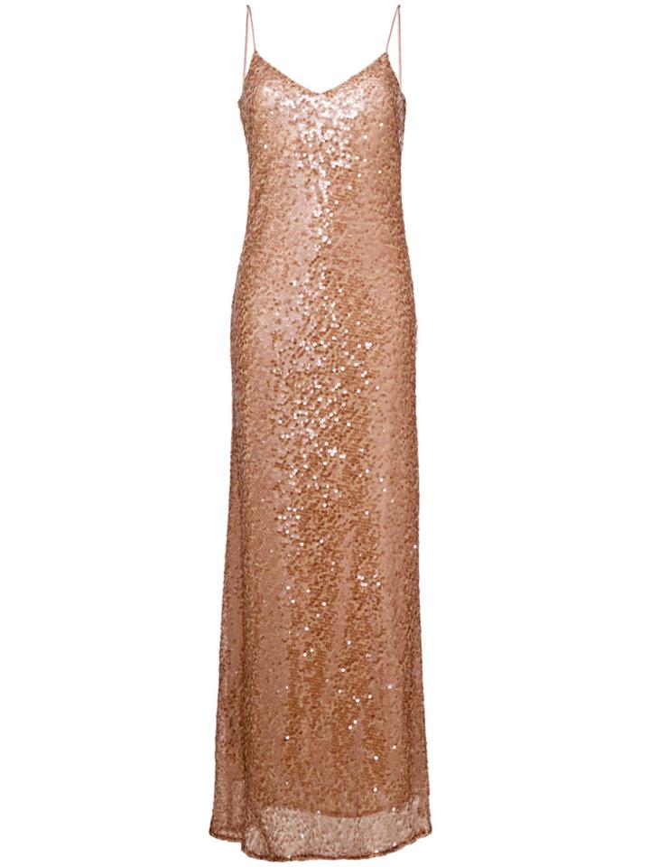 Galvan Estrella Spaghetti Strap Dress - Nude & Neutrals