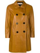 Marni - Leather Pea Coat - Women - Lamb Skin/viscose - 42, Brown, Lamb Skin/viscose