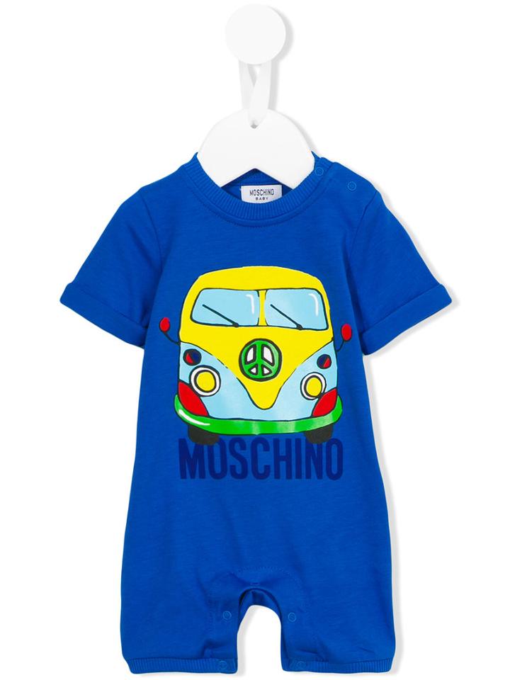 Moschino Kids - Van Print Romper - Kids - Cotton - 3-6 Mth, Blue