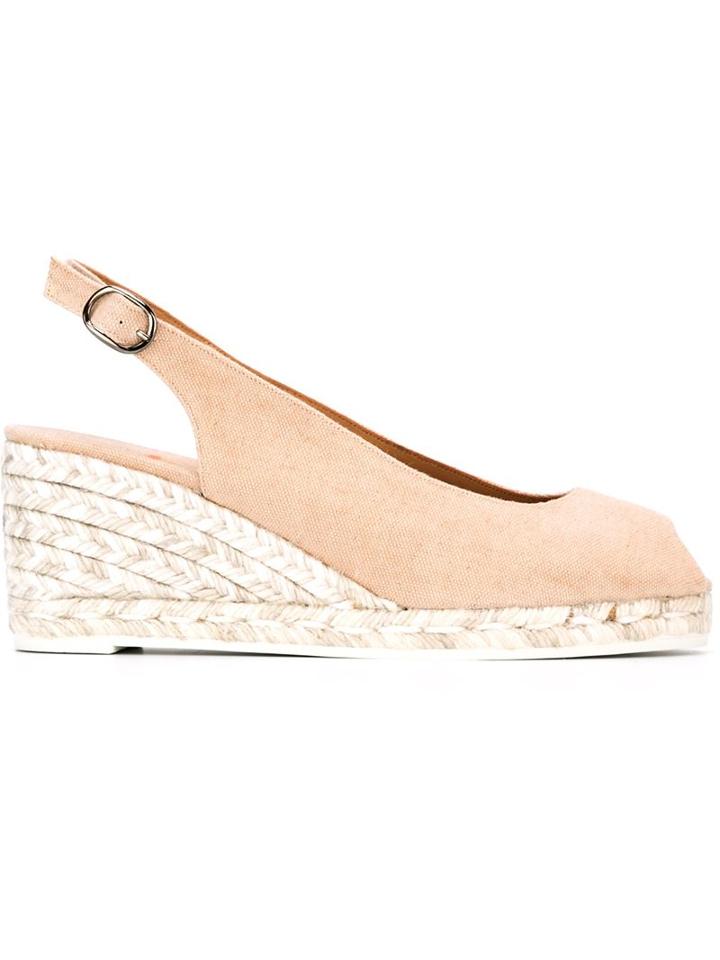 Castañer Beli Wedge Espadrilles, Women's, Size: 39, Nude/neutrals, Linen/flax/leather/rubber