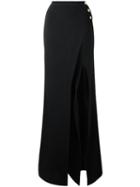 Balmain Skirt Effect Palazzo Pants, Women's, Size: 34, Black, Viscose