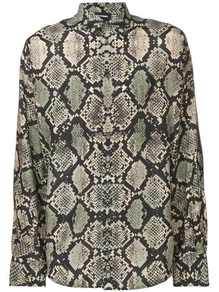 Les Hommes Python Print Shirt - Black