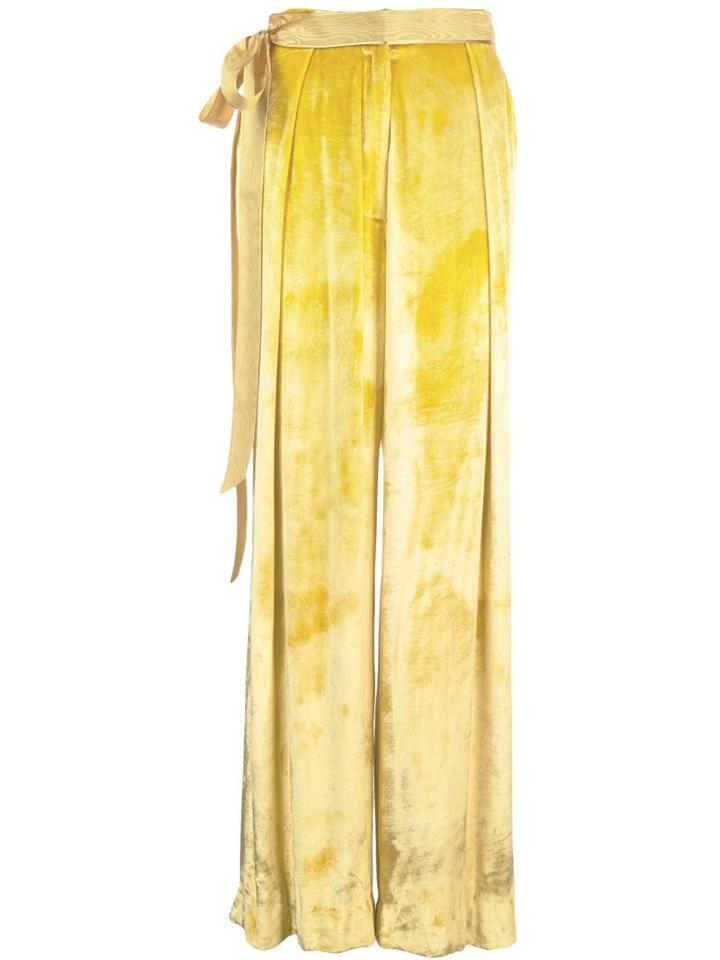 Adam Lippes Velvet Tie Waist Trousers - Yellow