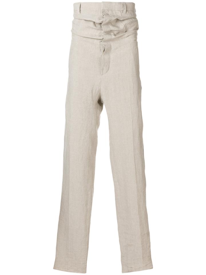 Y / Project Draped High Rise Trousers - Nude & Neutrals