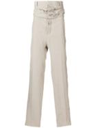 Y / Project Draped High Rise Trousers - Nude & Neutrals