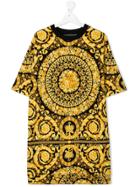 Young Versace Teen Baroque Print T-shirt Dress - Black