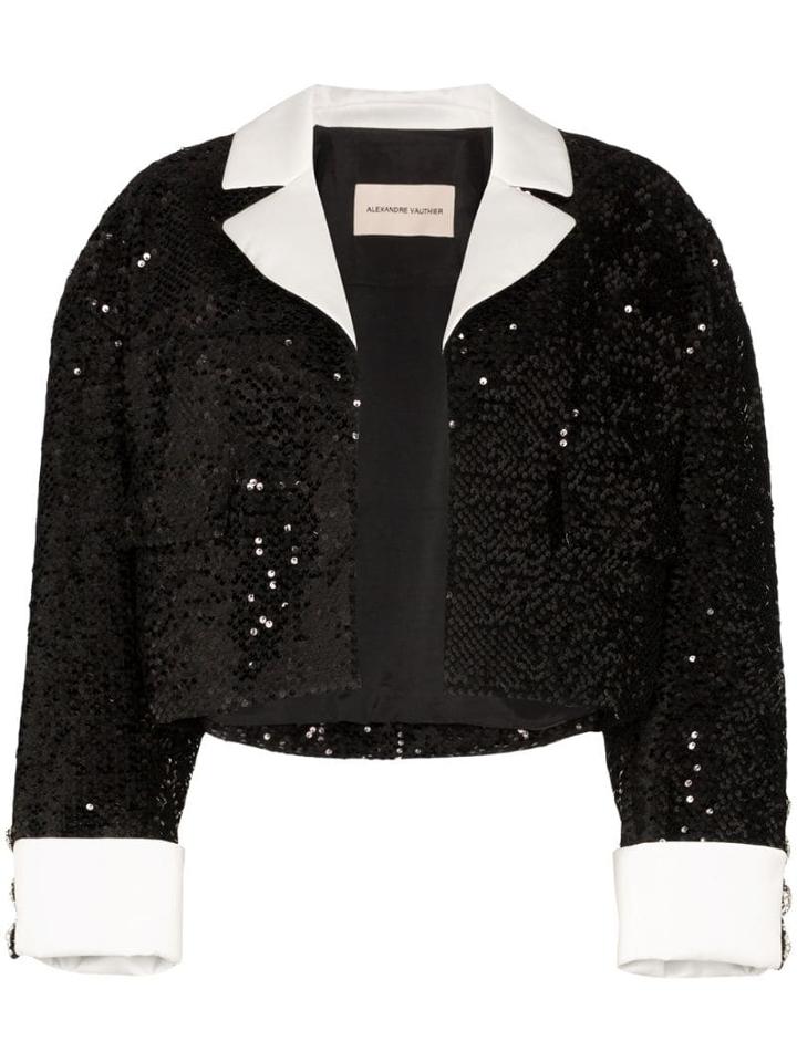 Alexandre Vauthier Sequinned Cropped Jacket - Black