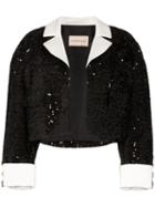 Alexandre Vauthier Sequinned Cropped Jacket - Black