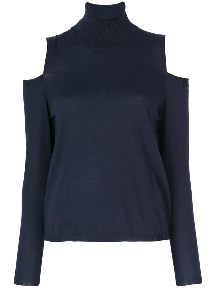 P.a.r.o.s.h. High Neck Cold-shoulder Sweater - Blue