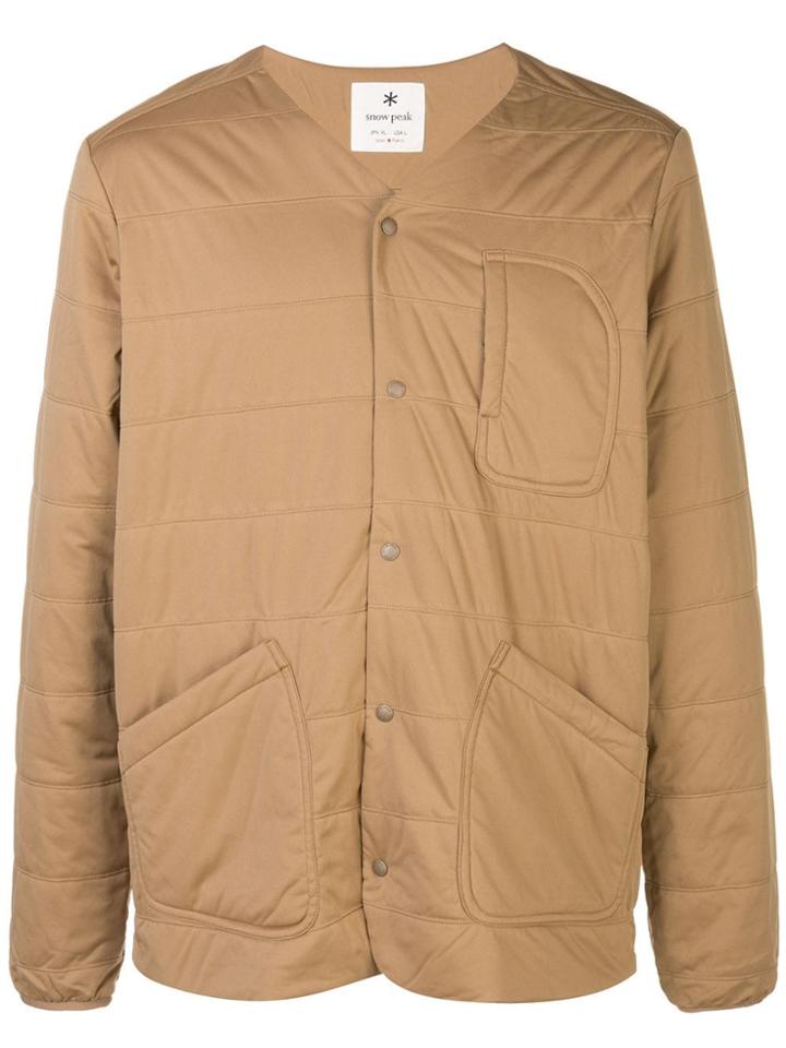 Snow Peak V-neck Pocketed Jacket - Brown
