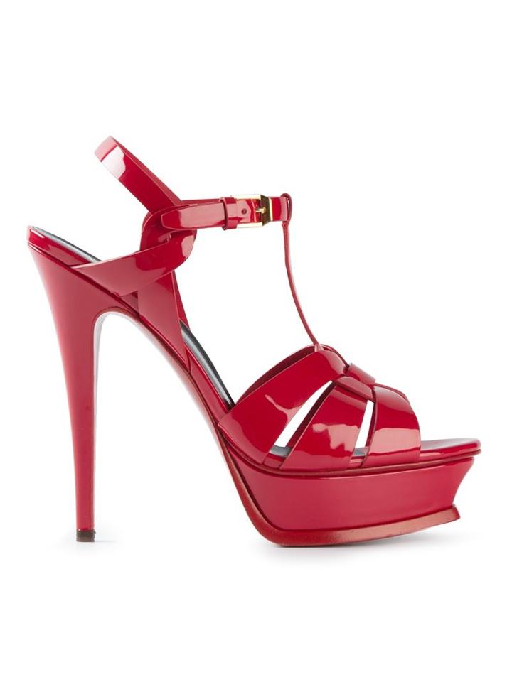 Saint Laurent Tribute Sandals, Women's, Size: 40, Red, Leather/patent Leather