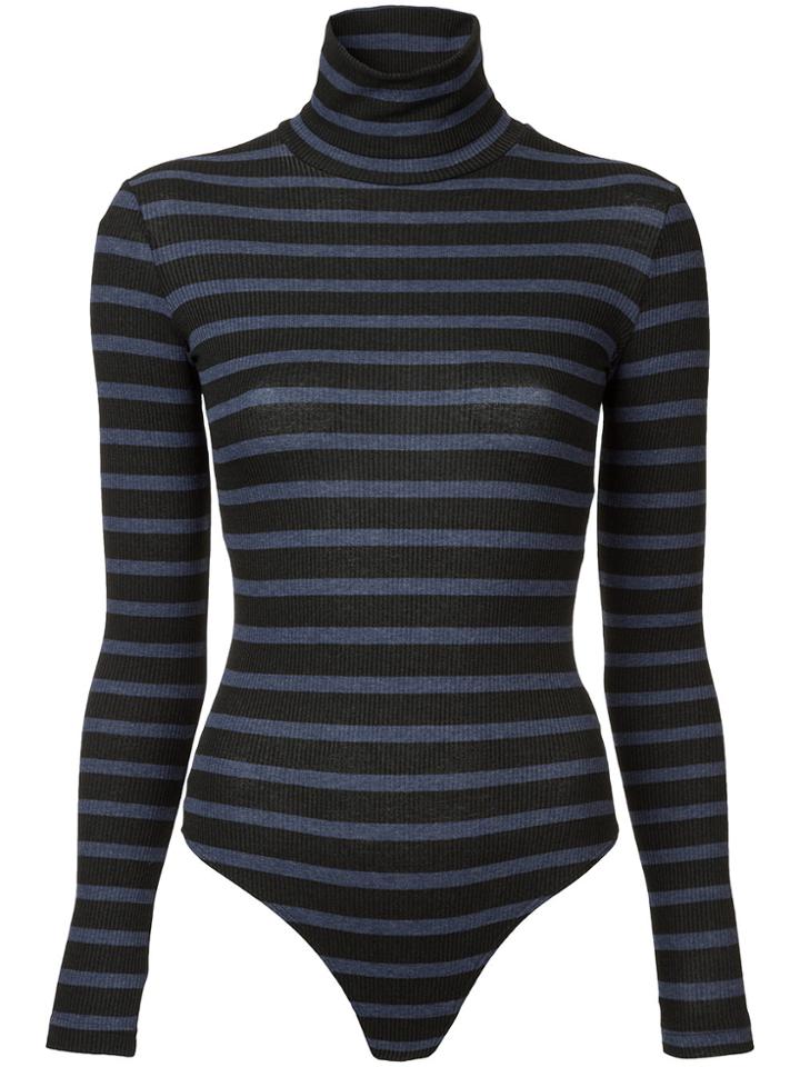 I Am Studio Striped Turtleneck Bodysuit - Black