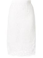 Loveless Floral Lace Midi Skirt - White