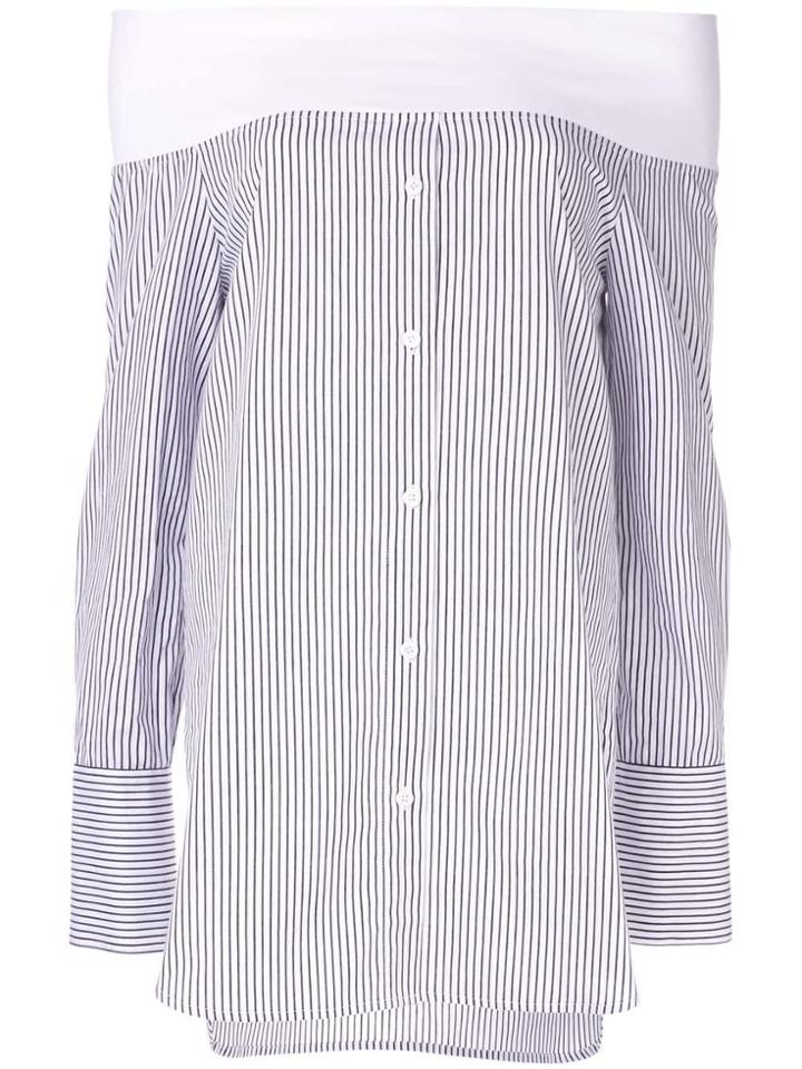 Goen.j Striped Off-the-shoulder Top - White