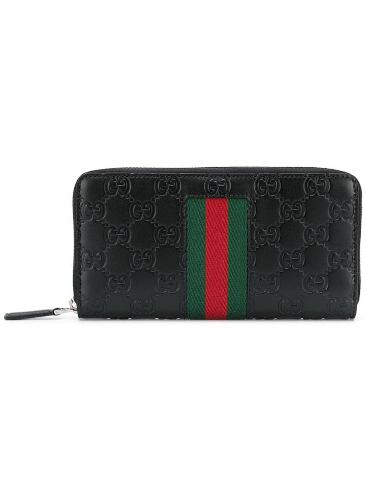 Gucci Signature Web Zip-around Wallet - Black