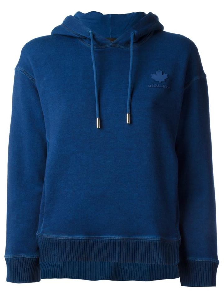 Dsquared2 Logo Appliqué Hoodie, Women's, Size: M, Blue, Cotton