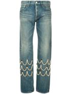 Tu Es Mon Trésor Pearl Scallop Jeans Short Length - Blue