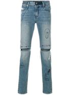 Rta Distressed Drawn On Jeans - Blue