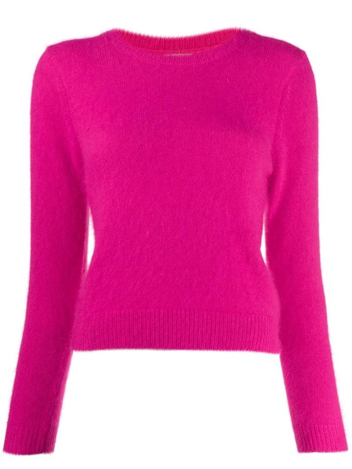 Bellerose Round Neck Fuzzy Knit Sweater - Pink