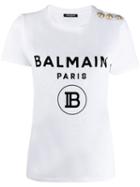 Balmain Balm Cn Ss Tee New Logo W Gld Btns - 114 - White