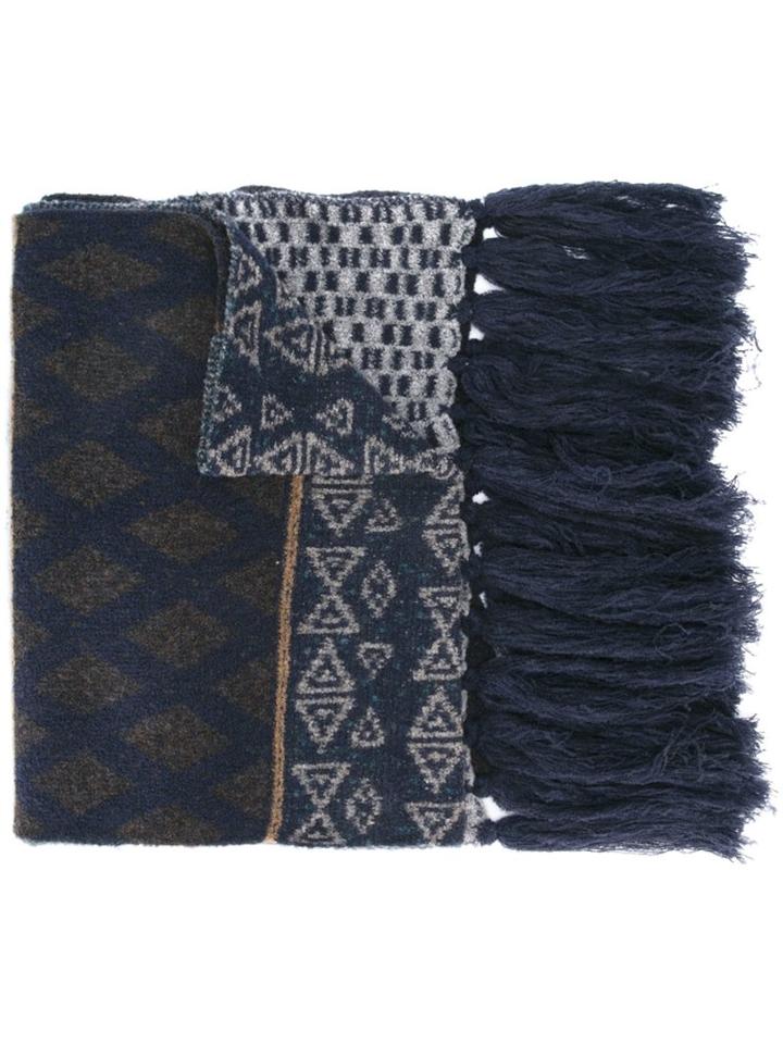 Etro Geometric Print Scarf, Men's, Blue, Polyamide/wool