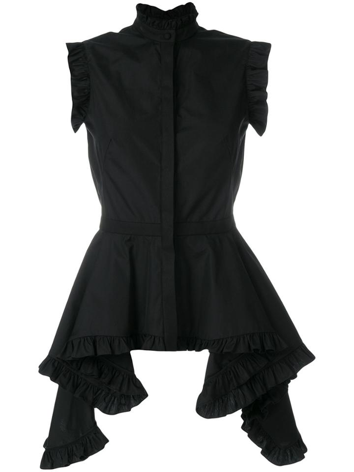 Alexander Mcqueen Extended Ruffle Peplum Fitted Blouse - Black