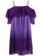 Just Cavalli Frill Trim Plisse Dress - Purple