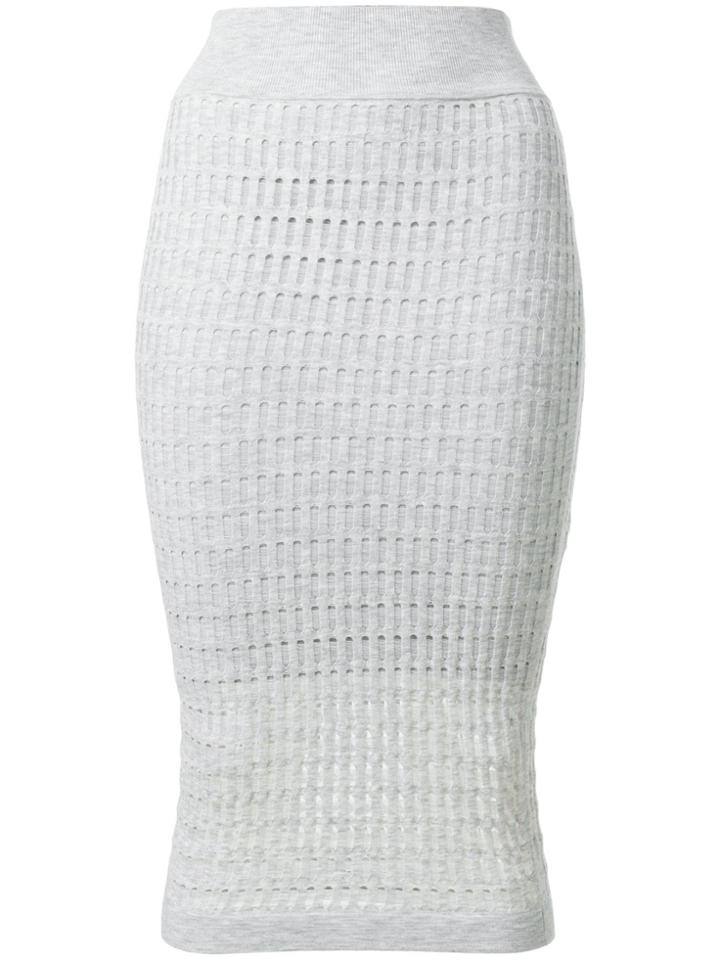 T By Alexander Wang Fitted Knit Midi Skirt - Grey
