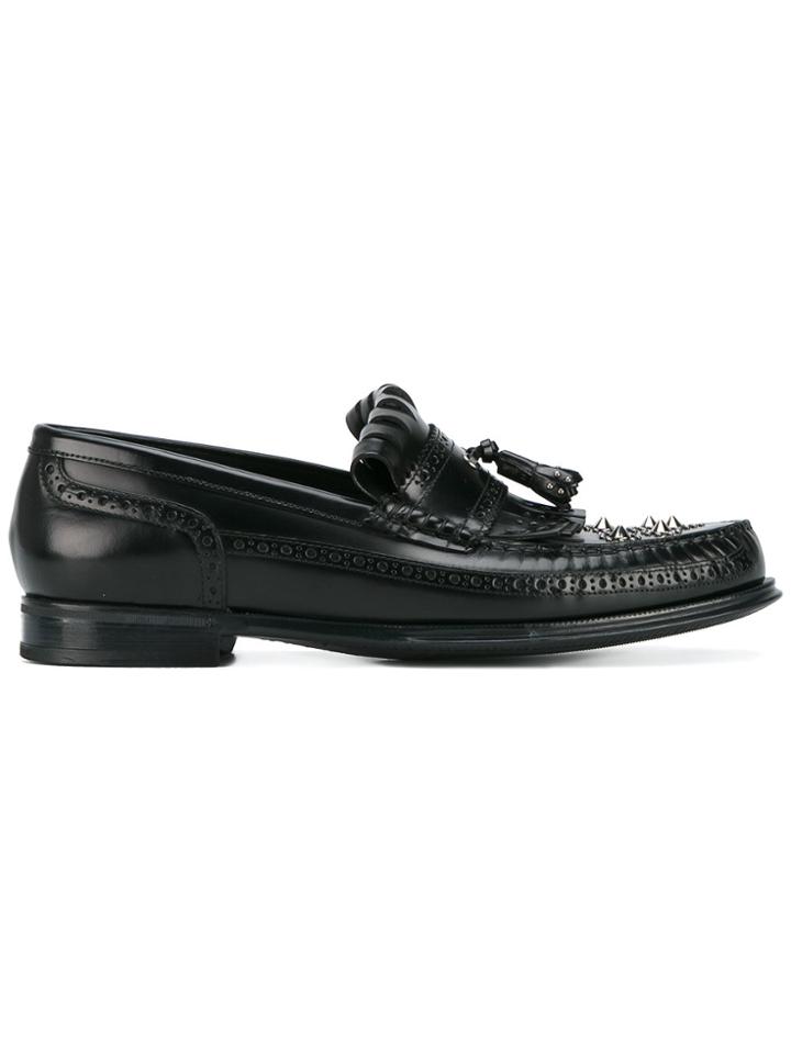 Dolce & Gabbana Studded Fringe Loafers - Black