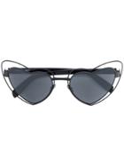 Saint Laurent Eyewear Black Loulou Heart Sunglasses