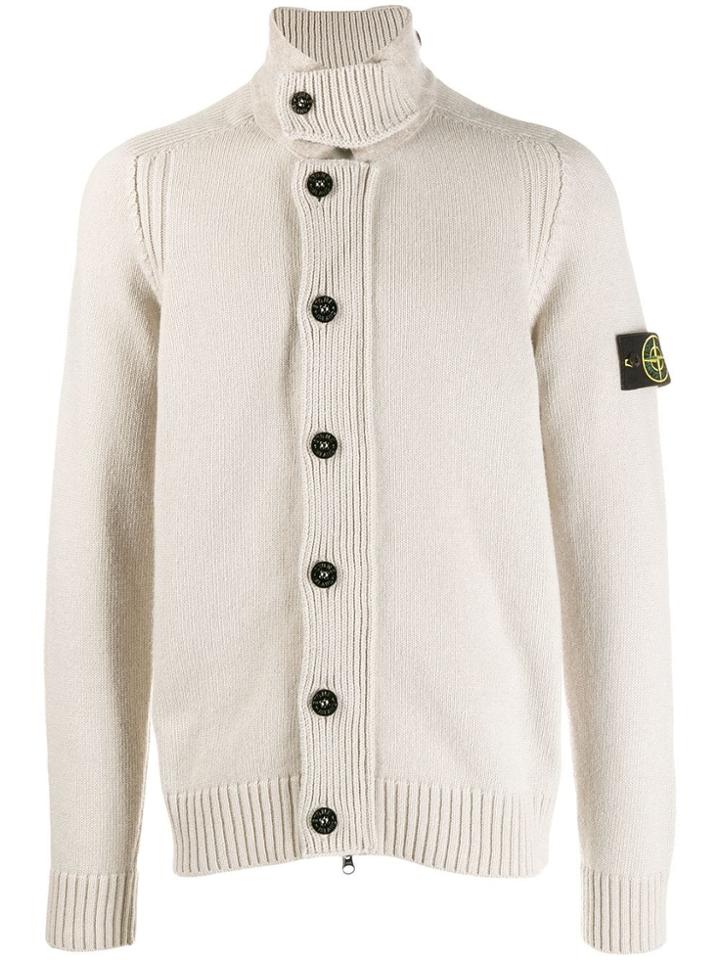 Stone Island Signature Logo Patch Cardigan - Neutrals