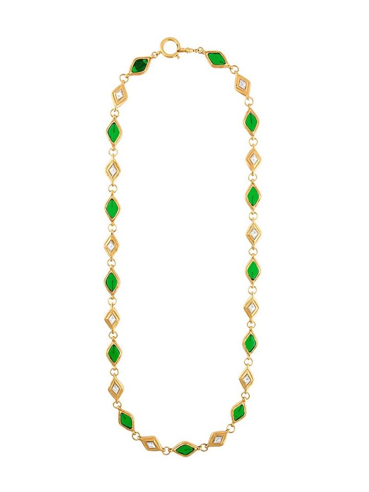 Chanel Vintage Gripoix And Filigree Necklace, Women's, Green