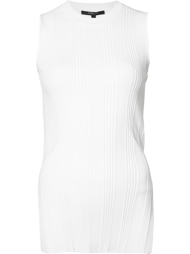 Derek Lam Ribbed Knit Tank Top, Women's, Size: Large, White, Polyester/viscose